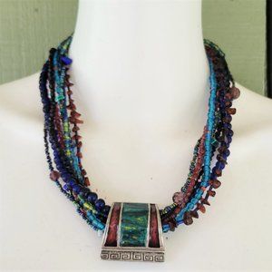 CHICO'S 8 Strand Colorful Beaded Necklace w/ Enhancer